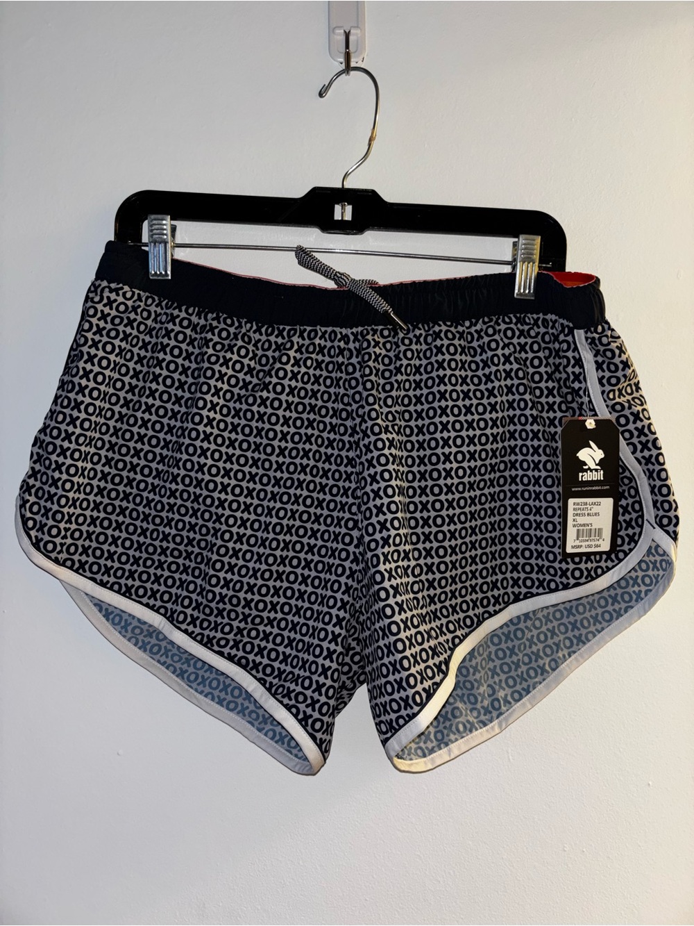 Rabbit Navy XOXO Pattern Athletic Shorts with Drawstring